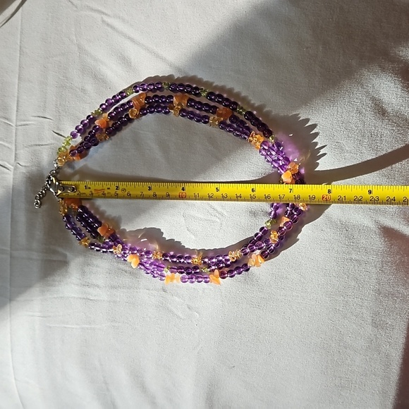 FP CHINA 925 Amethyst and Quartz 3 Strand Beaded Necklace - Picture 6 of 7